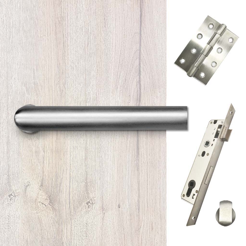 Shelton Bathroom Handle Pack - 3 Square Hinges - Satin Stainless Steel