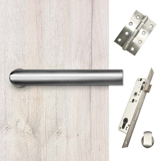 Image: Shelton Bathroom Handle Pack - 3 Square Hinges - Satin Stainless Steel