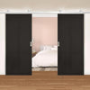 Top Mounted Stainless Steel Sliding Track & Double Door - Liberty 4 Panel Black Painted Doors - Prefinished