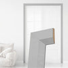 Made to Size Thruframe Interior Mist Grey Primed Door Lining Frame and Modern Architrave Set - Suits Double Fire Doors