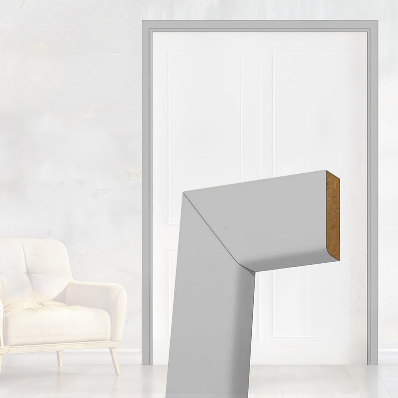 Made to Size Thruframe Interior Mist Grey Primed Door Lining Frame and Simple Architrave Set - Suits Double Fire Doors