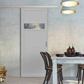 Image: Single Sliding Door & Premium Wall Track - Eco-Urban® Orkney 1 Pane 2 Panel Door DD6403G Clear Glass - 6 Colour Options