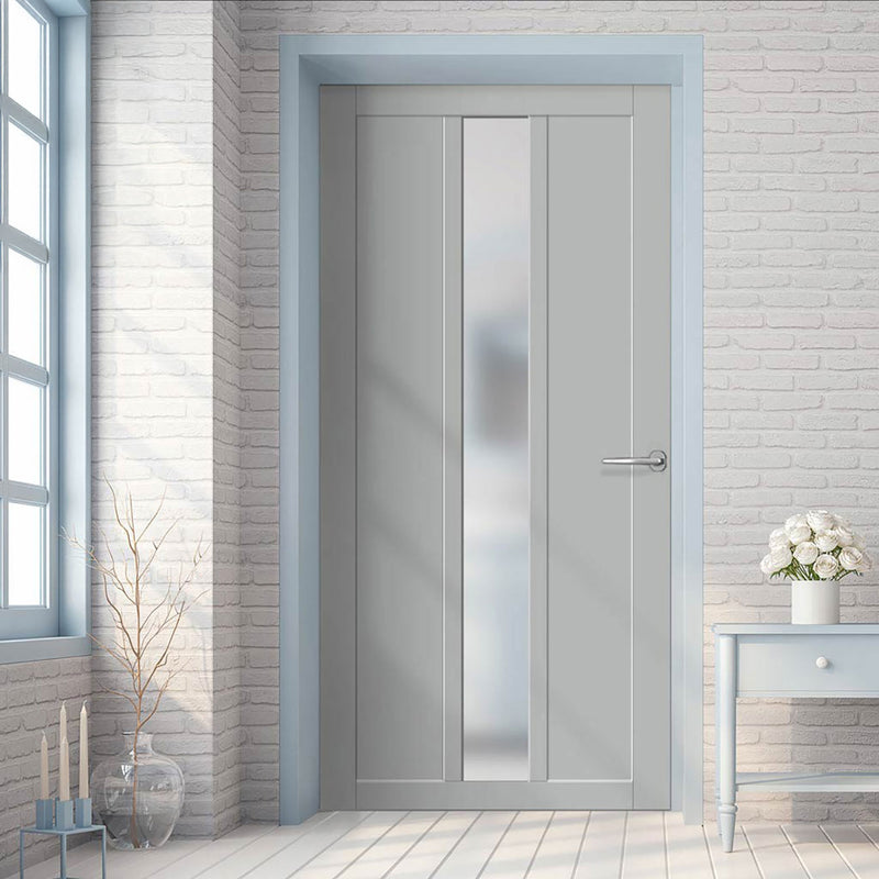Cornwall 1 Pane 2 Panel Solid Wood Internal Door UK Made DD6404SG Frosted Glass - Eco-Urban - Colour Options