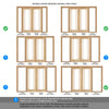 OakRoom Divider - Lincoln 3 Pane Clear Glass Unfinished Door Pair with Full Glass Sides