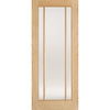 Premium Single Sliding Door & Wall Track - Lincoln 3 Pane Oak Door - Frosted Glass - Unfinished