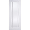 ThruEasi White Room Divider - Lincoln 3 Pane Clear Glass Unfinished Door Pair with Full Glass Side