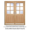 Cottage 6 Pane Oak Double Door and Frame Set - Clear Double Glazing