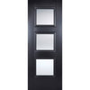 Premium Single Sliding Door & Wall Track - Amsterdam Black Primed Door - Clear Glass