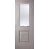 Premium Double Sliding Door & Wall Track - Arnhem Grey Primed Door - Clear Glass - Unfinished
