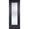 Premium Single Sliding Door & Wall Track - Eindhoven Black Primed Door - Clear Glass