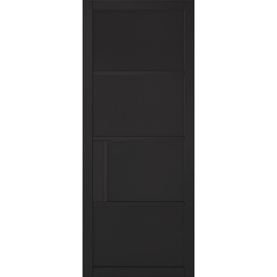 EasiKit Internal Door and Frame Kit - Chelsea 4 Panel Black Painted Internal Door - Prefinished