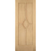 Top Mounted Stainless Steel Sliding Track & Door - Reims Diamond 5 Panel Oak Door - Prefinished