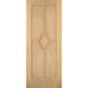 SpaceEasi Top Mounted Black Folding Track & Double Door  - Reims Diamond 5 Panel Oak Door - Prefinished