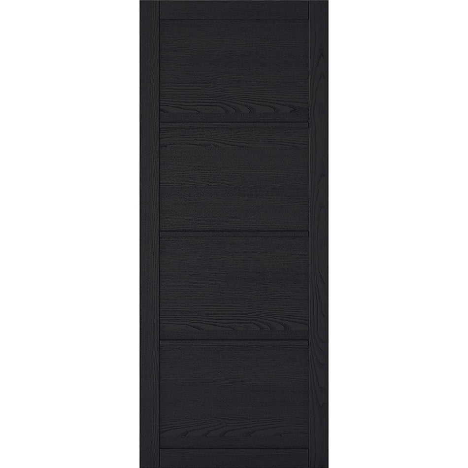 Sliding Top Mounted Black Folding Track & Double Door - Soho 4 Panel Charcoal Door - Prefinished