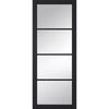 Premium Single Sliding Door & Wall Track - Soho 4 Pane Charcoal Door - Clear Glass - Prefinished