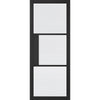 Premium Single Sliding Door & Wall Track - Tribeca 3 Pane Black Painted Door - Reeded Glass