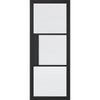 Premium Single Sliding Door & Wall Track - Tribeca 3 Pane Black Painted Door - Reeded Glass