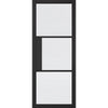 Premium Single Sliding Door & Wall Track - Tribeca 3 Pane Black Primed Door - Reeded Glass
