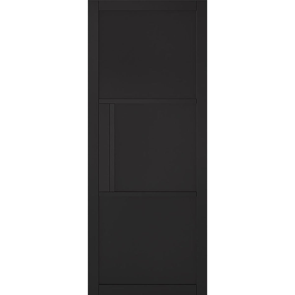 Sliding Top Mounted Black Folding Track & Double Door - Tribeca 3 Panel Black Painted Door - Prefinished