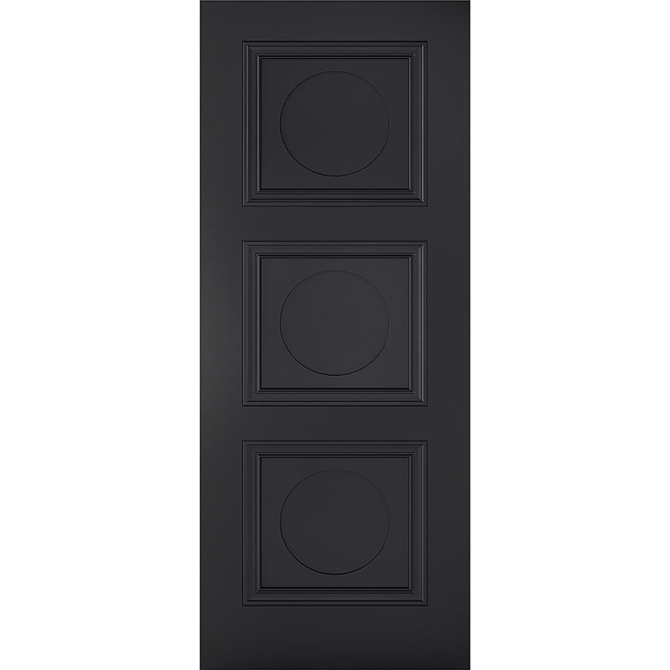 Sliding Top Mounted Black Folding Track & Double Door - Antwerp 3 Panel Black Primed Door