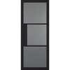 SpaceEasi Top Mounted Black Folding Track & Double Door  - Tribeca 3 Pane Black Primed Door - Tinted Glass