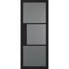 Premium Single Sliding Door & Wall Track - Tribeca 3 Pane Black Painted Door - Tinted Glass
