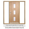 Copenhagen Exterior Oak Front Door and Frame Set - Frosted Double Glazing - Two Unglazed Side Screens