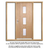 Copenhagen Exterior Oak Front Door and Frame Set - Frosted Double Glazing - Two Unglazed Side Screens