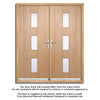 Copenhagen Exterior Oak Front Door and Frame Set - Frosted Double Glazing - Two Side Screens