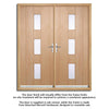 Copenhagen External Oak Double Door and Frame Set - Frosted Double Glazing