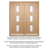 External Double Door & Frame Set - Copenhagen Oak - Frosted Double Glazing