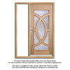 Majestic Oak Front Door and Frame Set - Zinc Double Glazing - One Unglazed Side Screen