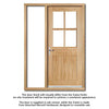 Cottage 4L Exterior Oak Front Door and Frame Set - Clear Double Glazing - One Unglazed Side Screen