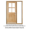Cottage 4L Exterior Oak Front Door and Frame Set - Clear Double Glazing - One Unglazed Side Screen