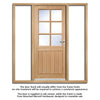 Cottage 6L Exterior Oak Front Door and Frame Set - Clear Double Glazing - Two Unglazed Side Screens