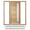 Goodwood Exterior Oak Front Door and Frame Set - Frosted Double Glazing - Two Unglazed Side Screens