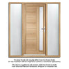 Goodwood Exterior Oak Front Door and Frame Set - Frosted Double Glazing - Two Side Screens
