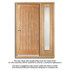 Norfolk Flush Exterior Oak Front Door and Frame Set - Frosted Double Glazing - One Side Screen