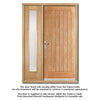 Norfolk Flush Exterior Oak Front Door and Frame Set - Frosted Double Glazing - One Side Screen