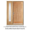 Norfolk Flush Exterior Oak Front Door and Frame Set - Frosted Double Glazing - One Side Screen