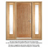 Norfolk Flush Exterior Oak Front Door and Frame Set - Frosted Double Glazing - Two Side Screens