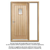 Suffolk Exterior Oak Front Door and Frame Set - Part Frosted Double Glazing - One Unglazed Side Screen