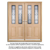 Salisbury External Oak Double Door and Frame Set - Semi Obscure Zinc Double Glazing