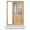 Salisbury Exterior Oak Front Door and Frame Set - Part Frosted Double Glazing - One Unglazed Side Screen
