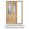 Salisbury Exterior Oak Front Door and Frame Set - Part Frosted Double Glazing - One Unglazed Side Screen