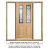 Salisbury Exterior Oak Front Door and Frame Set - Part Frosted Double Glazing - Two Unglazed Side Screens