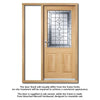 Winchester Exterior Oak Front Door and Frame Set - Part Frosted Double Glazing - One Unglazed Side Screen