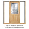 Winchester Exterior Oak Front Door and Frame Set - Part Frosted Double Glazing - Two Unglazed Side Screens