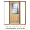 Winchester Exterior Oak Front Door and Frame Set - Part Frosted Double Glazing - Two Unglazed Side Screens