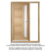 Goodwood Exterior Oak Front Door and Frame Set - Frosted Double Glazing - One Unglazed Side Screen